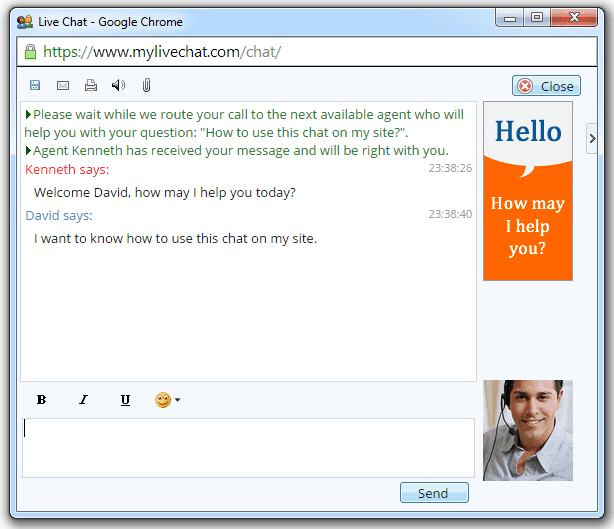 live chat window